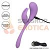 Elle estimulador de punto G con vibrador de clitoris de silicona liquida